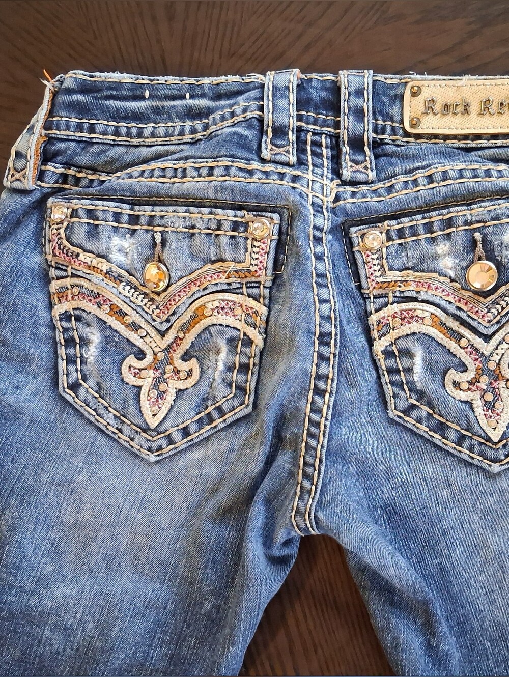 Miss Me Blue Boot Cut Jeans with Embellished Back Pockets